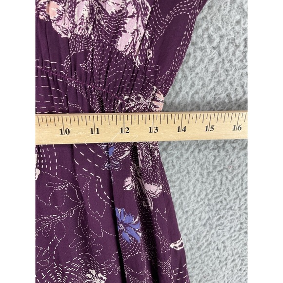 Maeve Dress Womens S Purple Fit & Flare Floral Puff Sleeve Smocked Ruffle - Picture 6 of 9